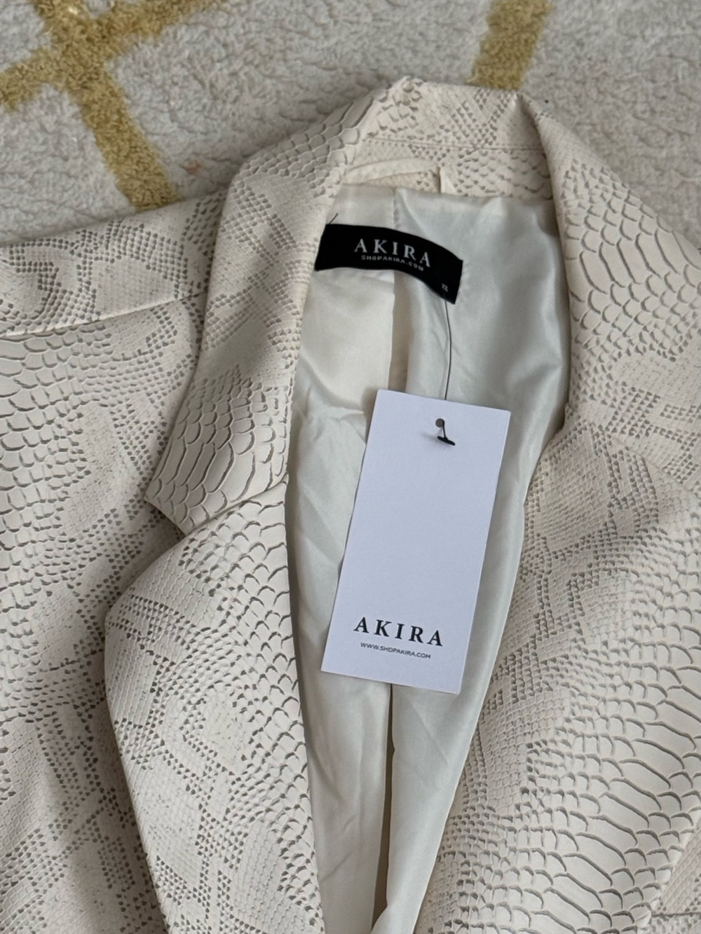 Cream Oversized Faux Leather Blazer - Picture 3 of 5
